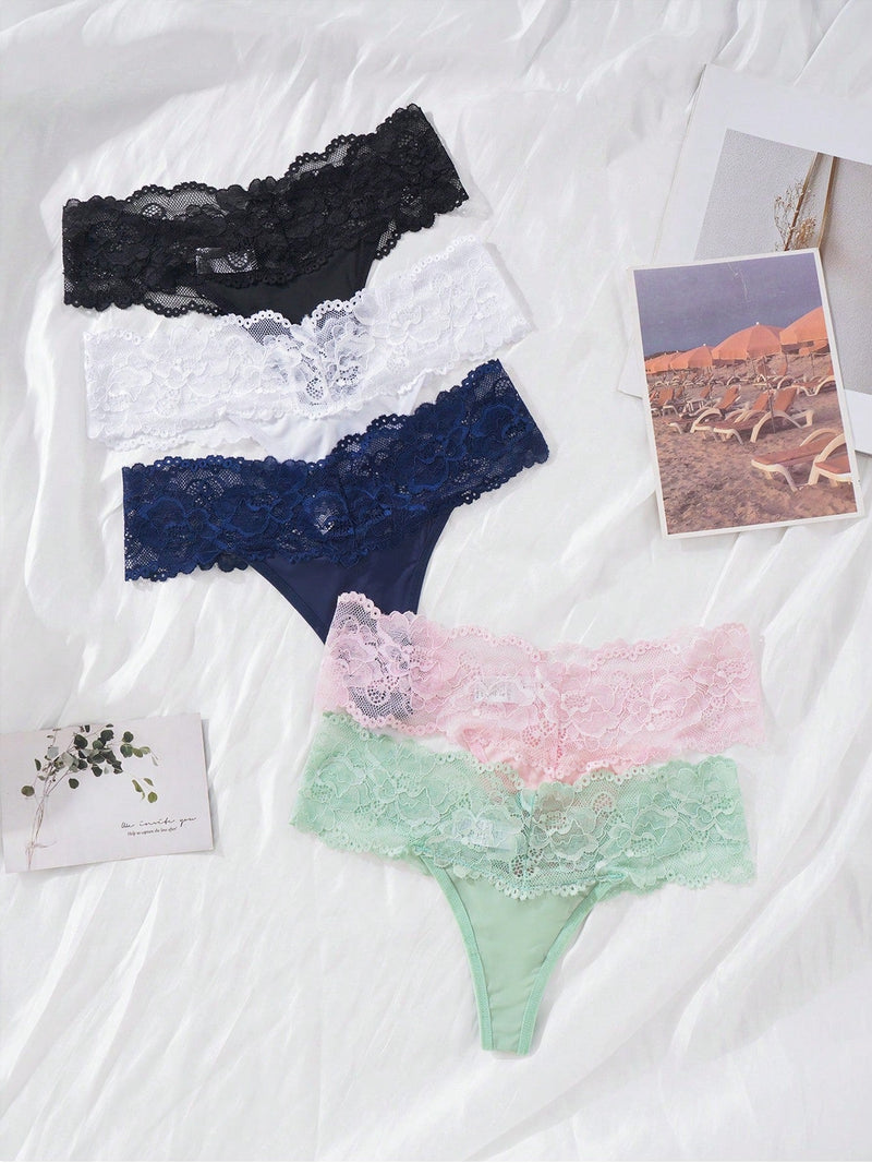 Underwear&sleepwear basics 5 paquetes de lenceria de encaje con contrastes y bragas