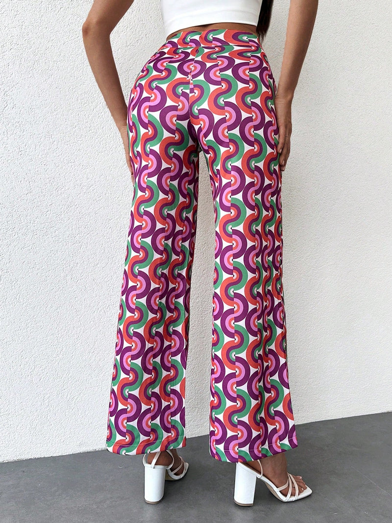 Pantalones de pierna ancha con estampado