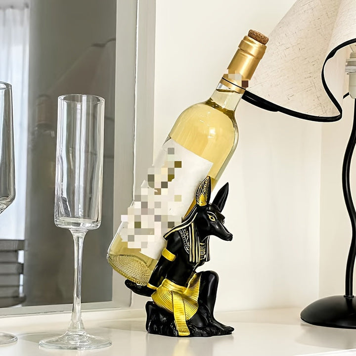 1/2pcs Soporte de Vino Anubis Dios del Perro, Base para Juegos Artesanal, Decoración Creativa en Resina con Tema Egipcio, Adorno de Escritorio
