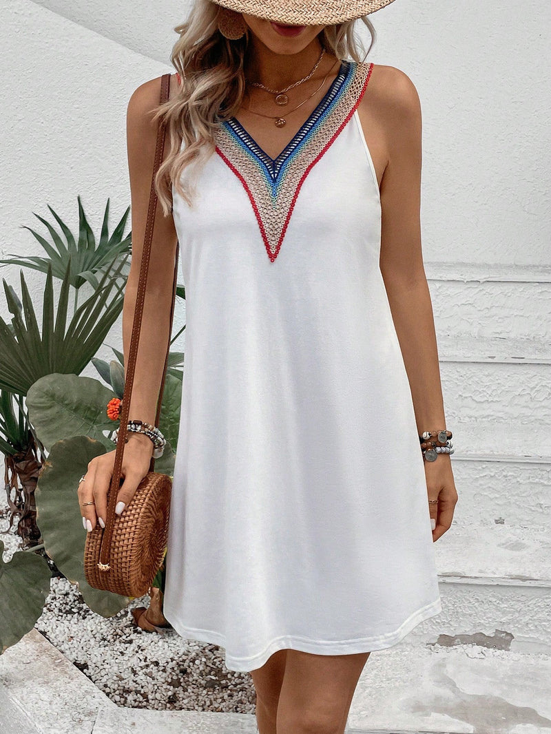 VCAY Vestido tank con encaje en contraste