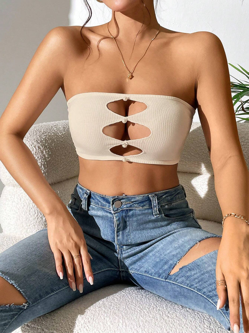 PETITE Top Brasier sin tirantes con abertura delantera