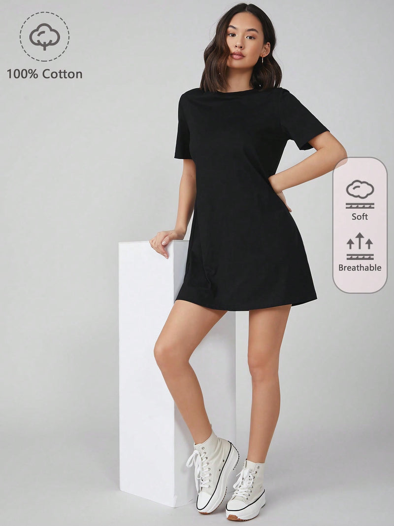 BASICS Vestido camiseta unicolor de 100% algodon