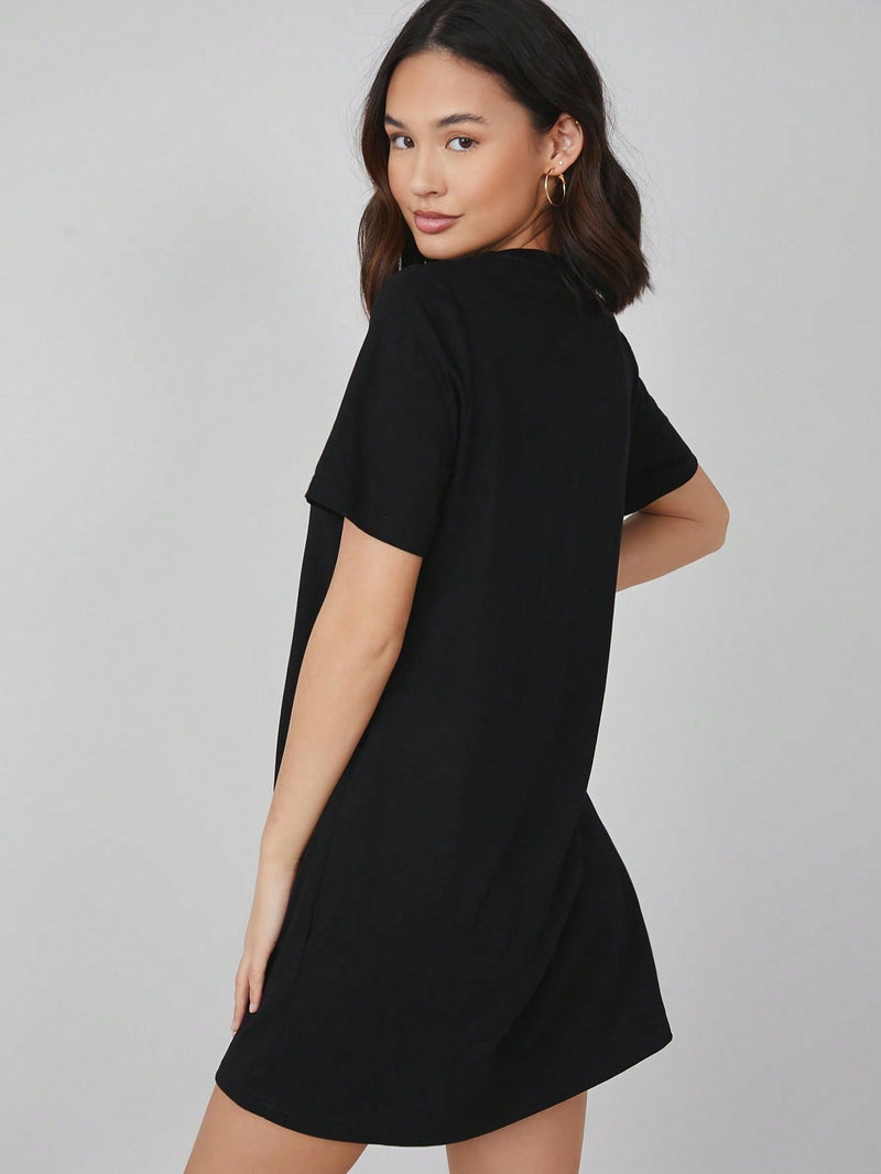 BASICS Vestido camiseta unicolor de 100% algodon