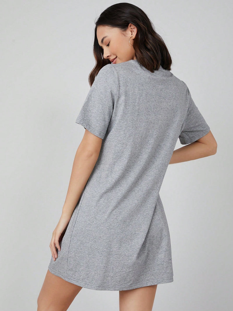 BASICS Vestido camiseta unicolor de 100% algodon