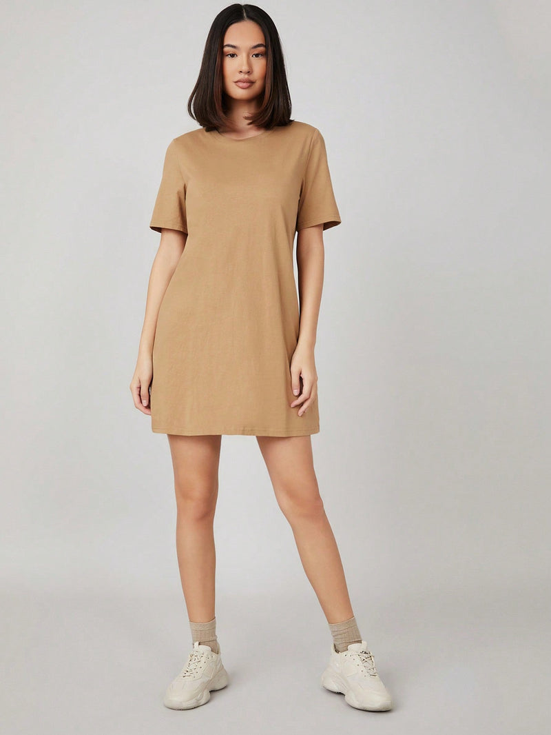 BASICS Vestido camiseta unicolor de 100% algodon