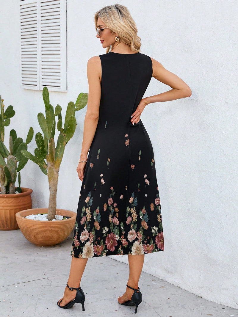 Vestido sin mangas con estampado floral