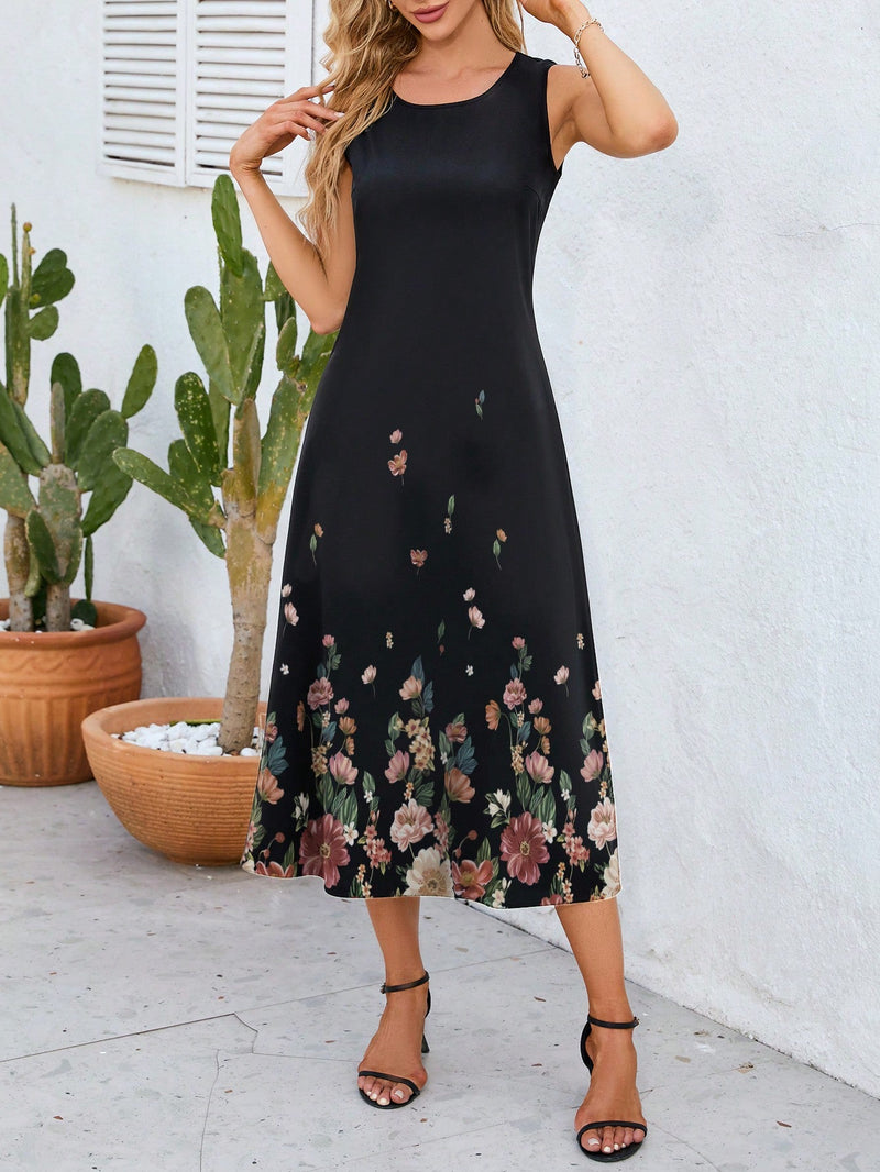 Vestido sin mangas con estampado floral