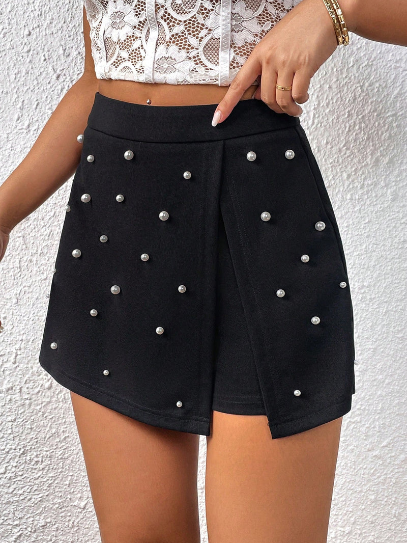 Prive Skort con cuenta de perla bajo con abertura