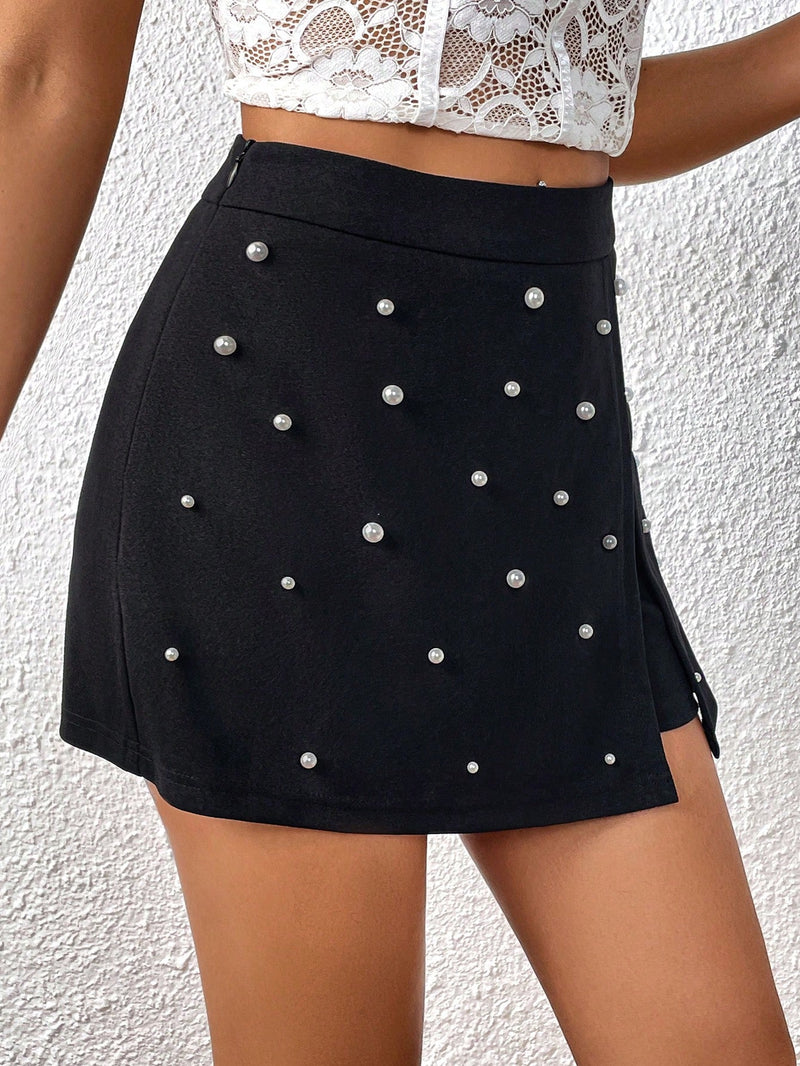 Prive Skort con cuenta de perla bajo con abertura