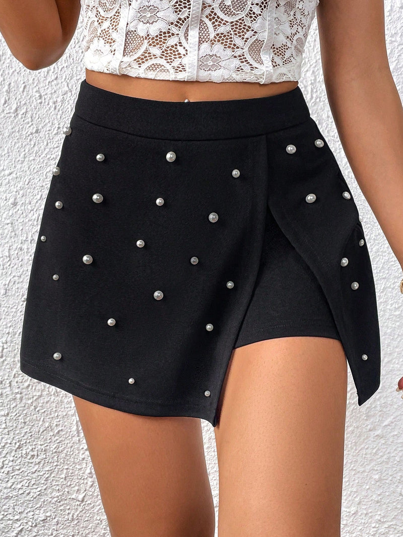 Prive Skort con cuenta de perla bajo con abertura