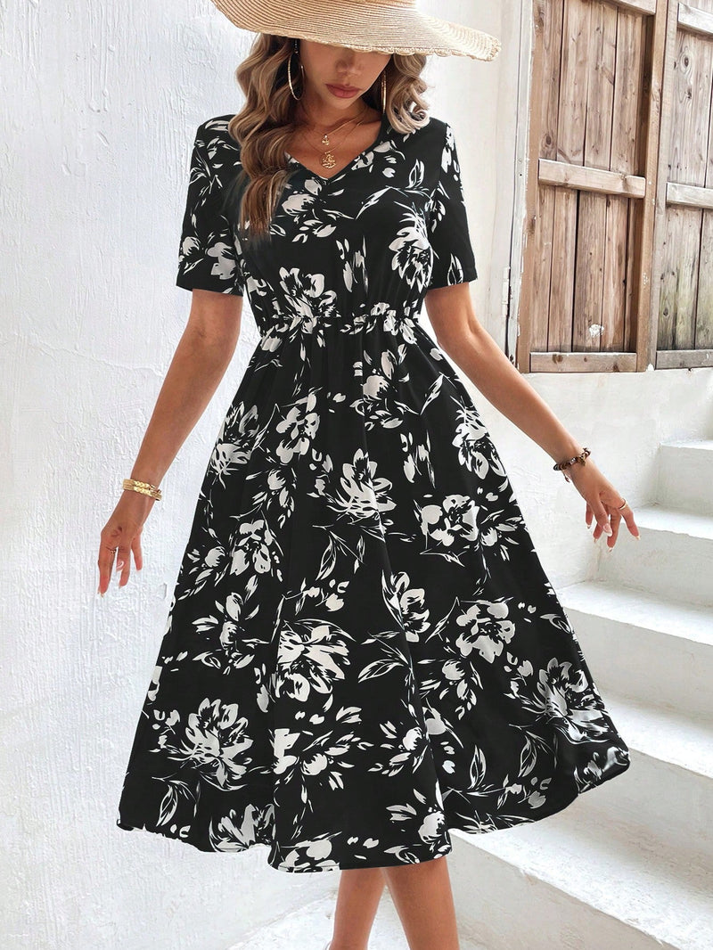 VCAY Vestido linea A con estampado floral