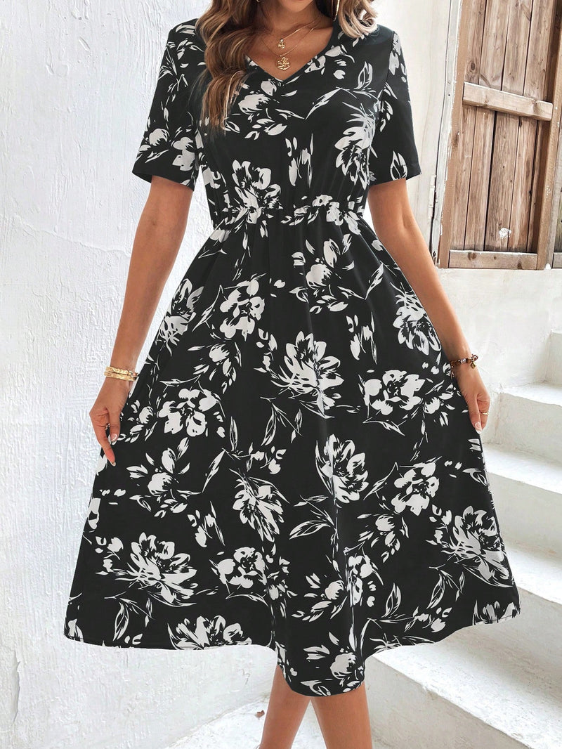 VCAY Vestido linea A con estampado floral