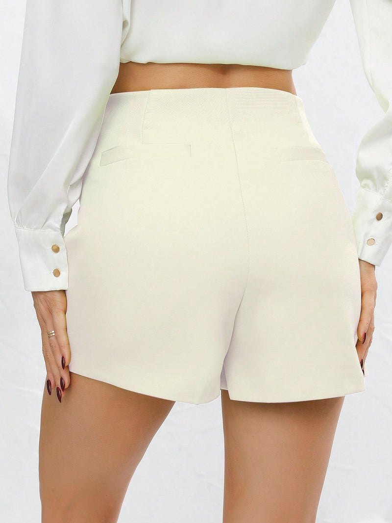 Skort unicolor de talle alto