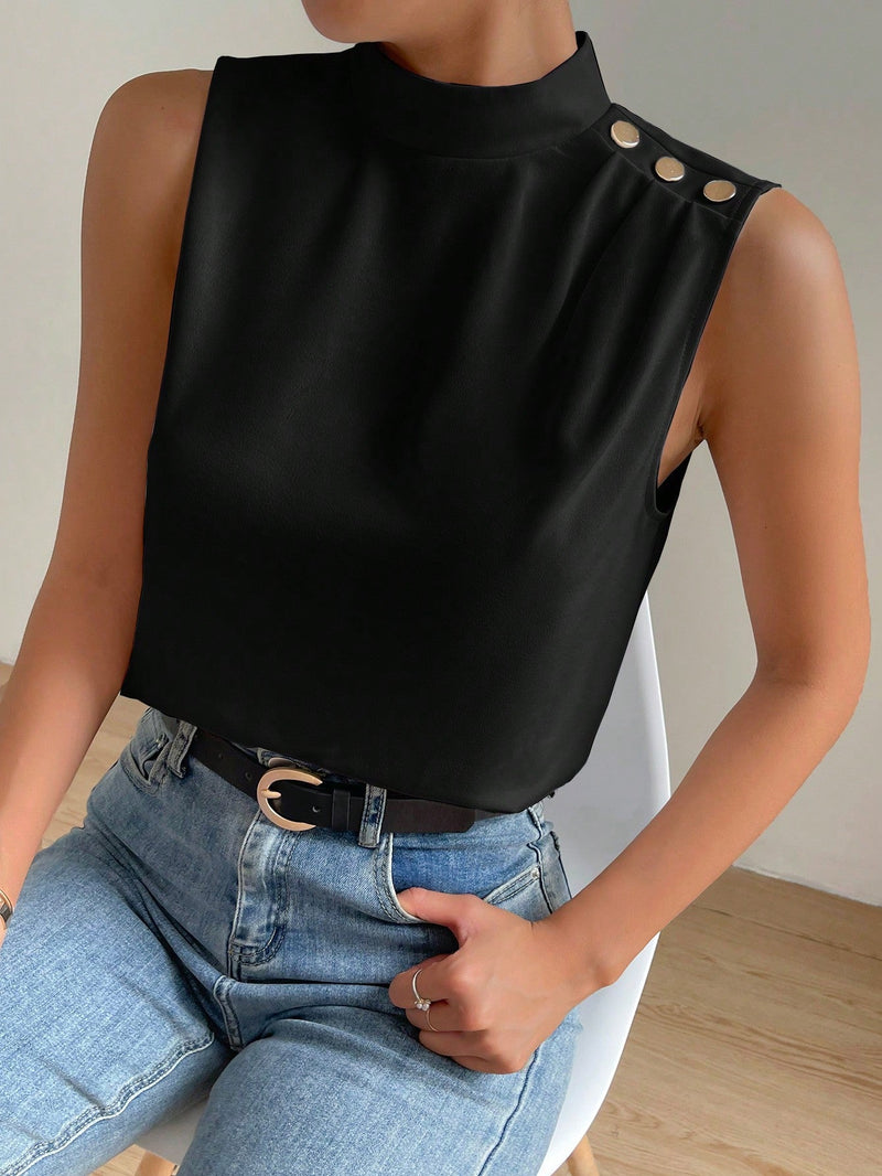 Prive Blusa de cuello alto con diseno de boton