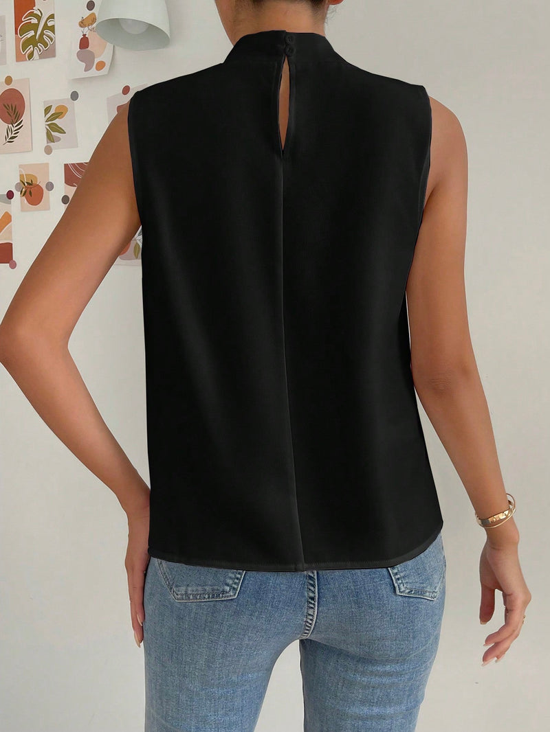 Prive Blusa de cuello alto con diseno de boton