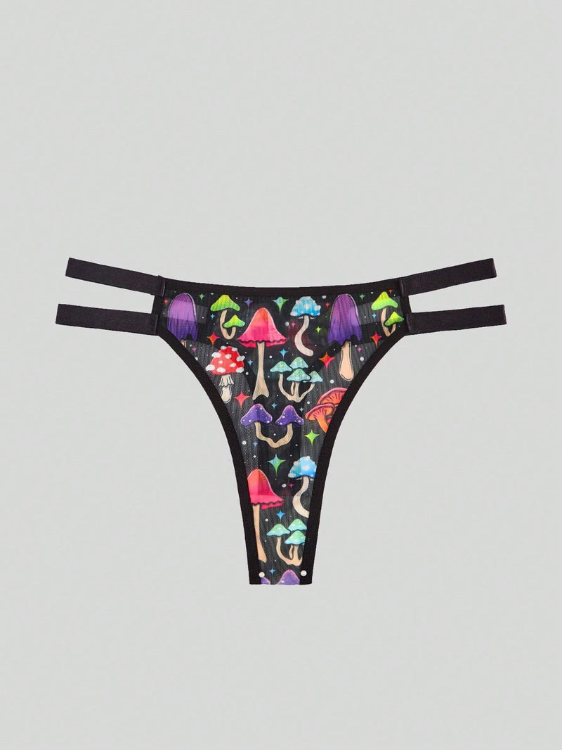 ThisUniqueVibe Kawaii Bragas con estampado de seta con abertura