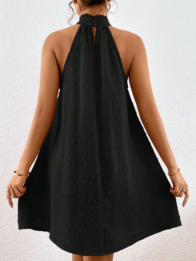 Prive Vestido de lunares ribete fruncido de cuello halter