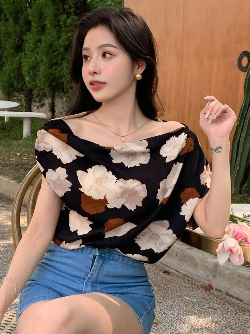 Blusa De Manga Murcielago Floral Completa