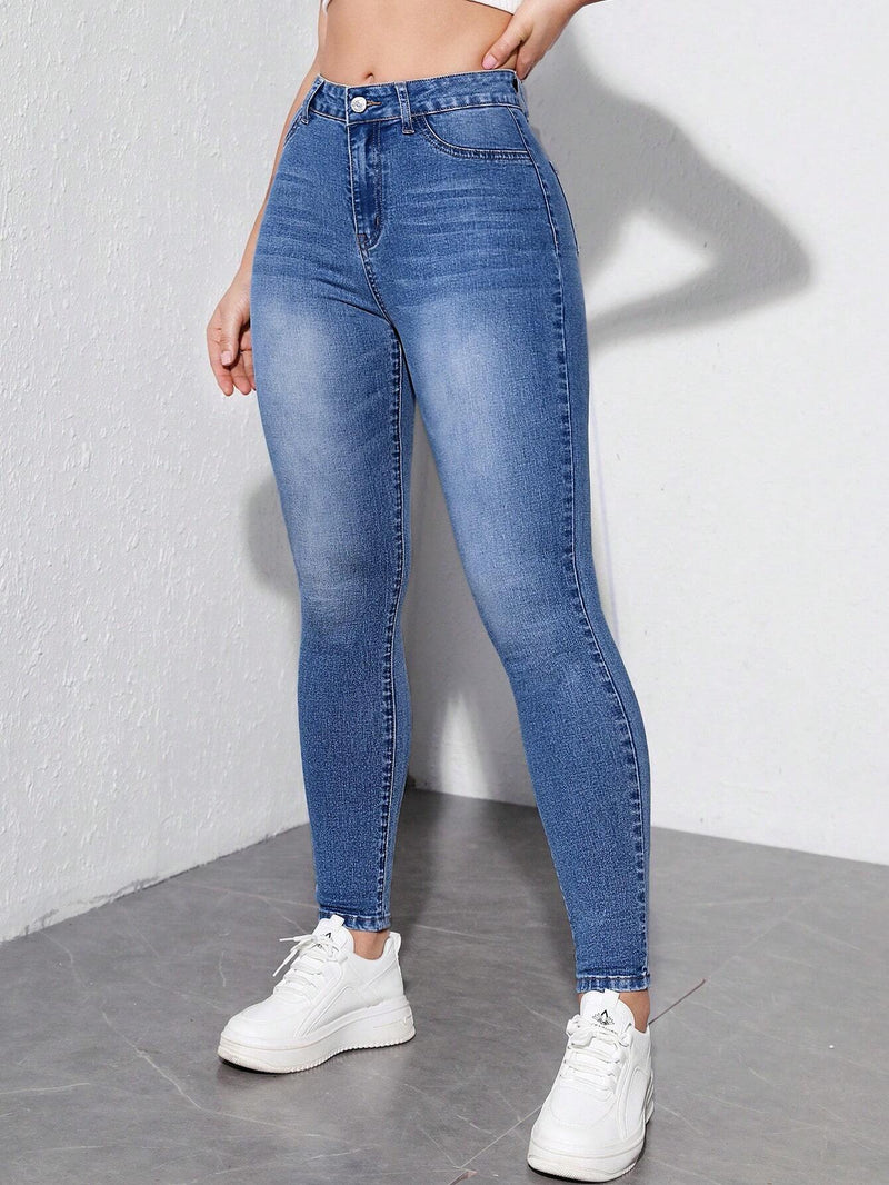 Jeans ajustados de e alto