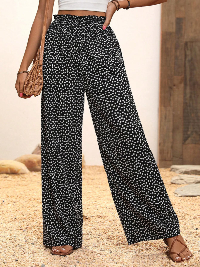 VCAY Pantalones de pierna ancha con estampado floral