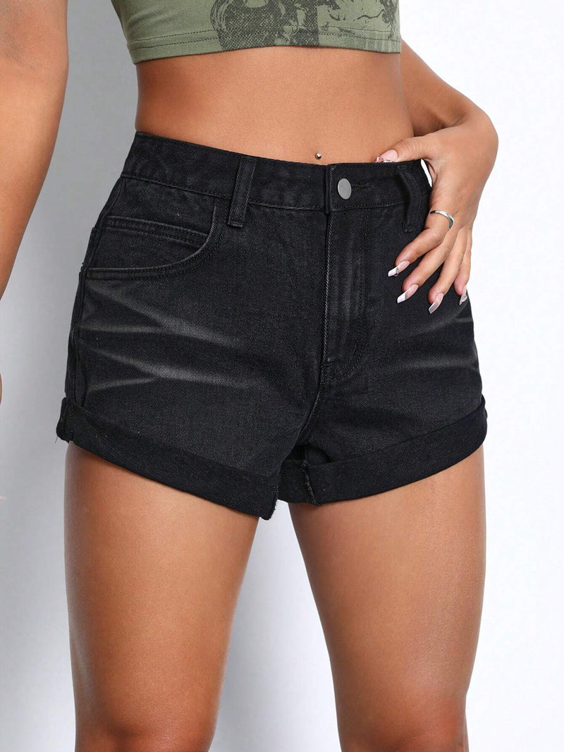 EZwear Shorts en mezclilla bajo de doblez