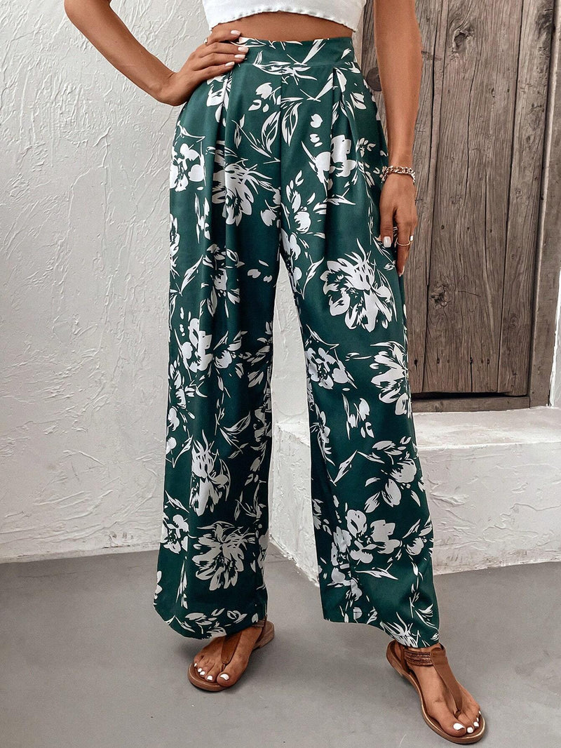 EMERY ROSE Pantalones de pierna ancha con estampado floral