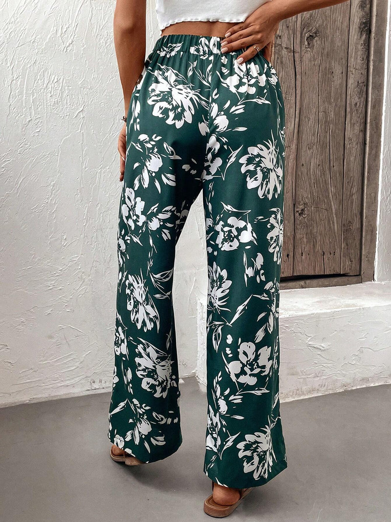 EMERY ROSE Pantalones de pierna ancha con estampado floral