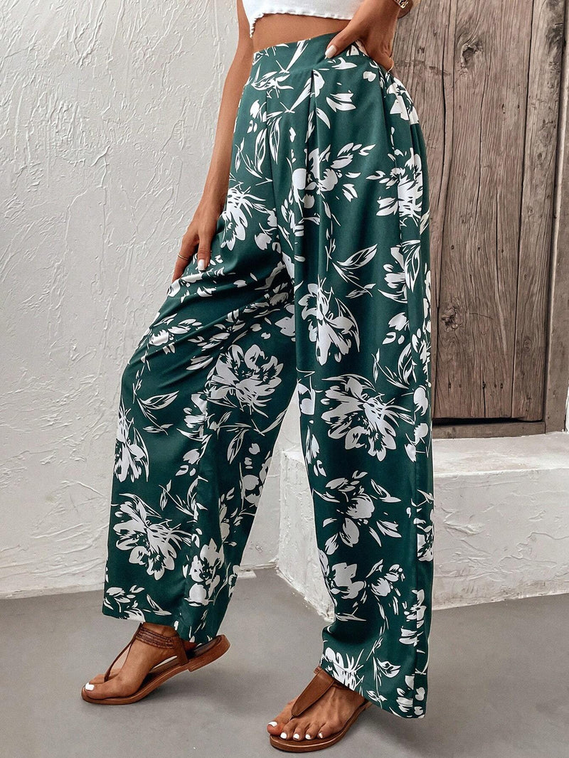 EMERY ROSE Pantalones de pierna ancha con estampado floral