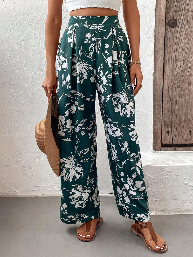 EMERY ROSE Pantalones de pierna ancha con estampado floral