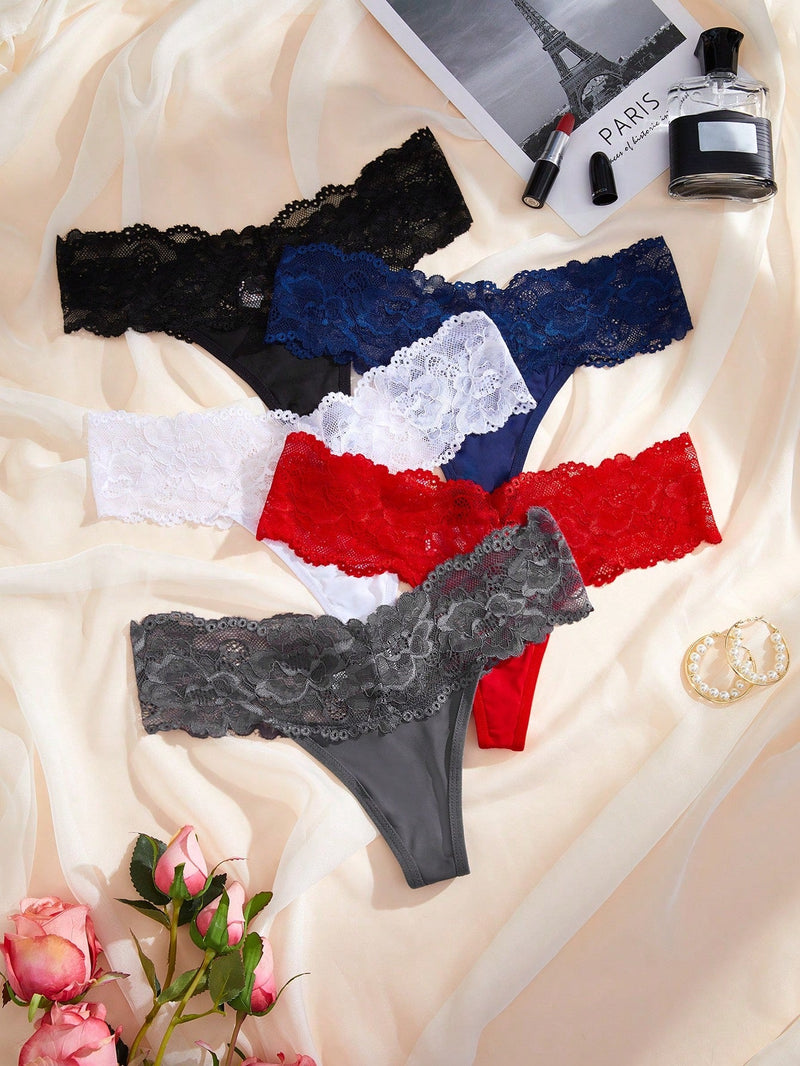 Underwear&sleepwear basics 5 paquetes de lenceria de encaje con contrastes y bragas