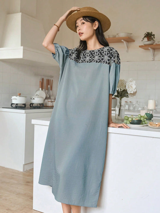 DAZY Vestido con estampado floral de manga farol