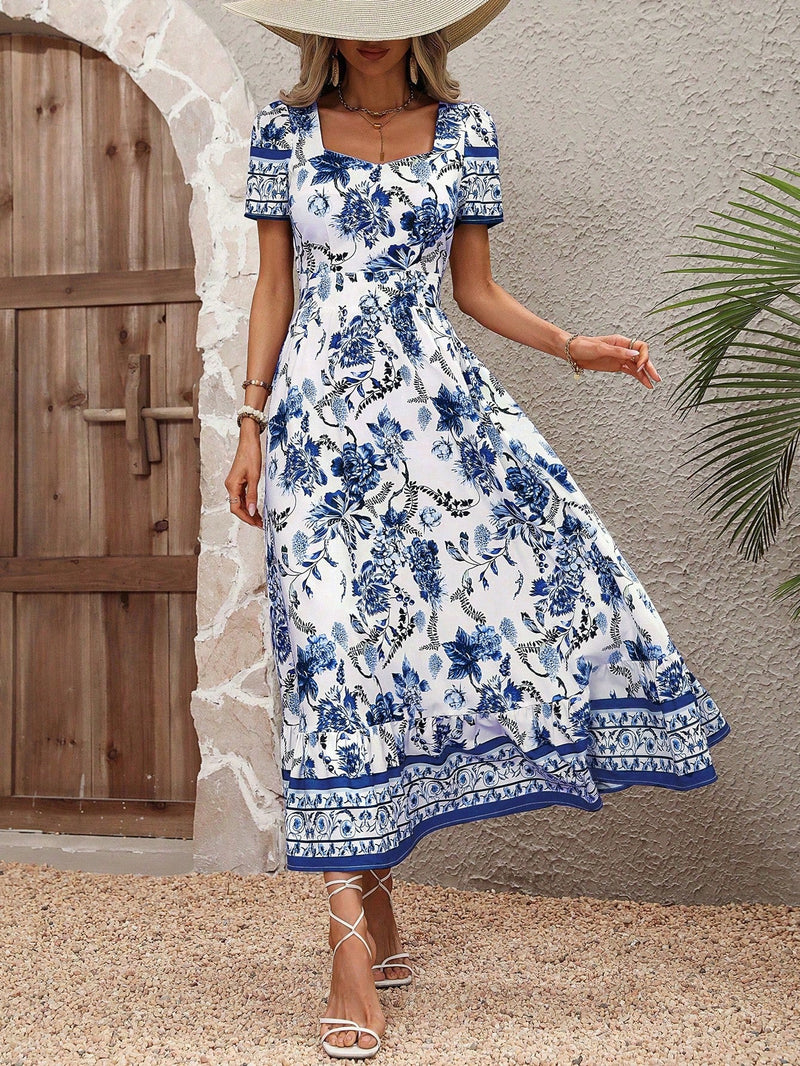 VCAY Vestido con estampado floral bajo con fruncido