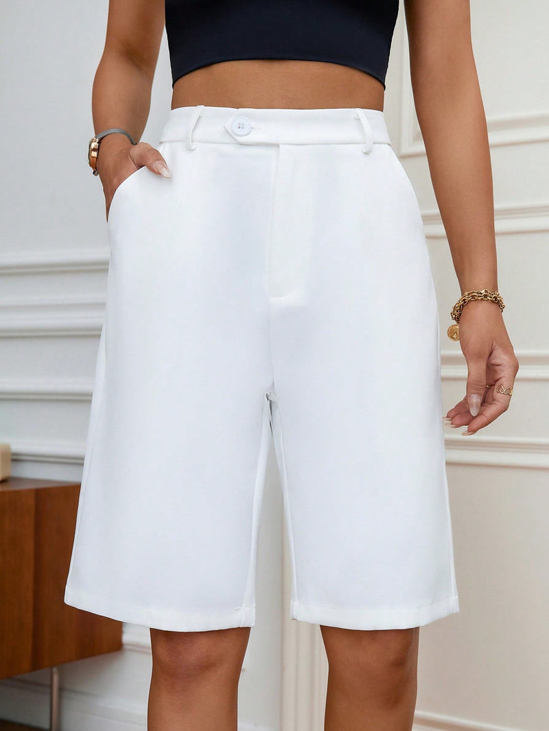 Essnce Shorts bermuda de talle alto con bolsillo oblicuo