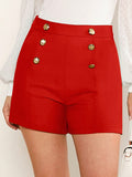 Shorts con diseno de boton con bolsillo oblicuo