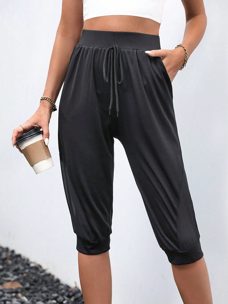 Pantalones de Mujer Bolsillo Nudo Liso Casual