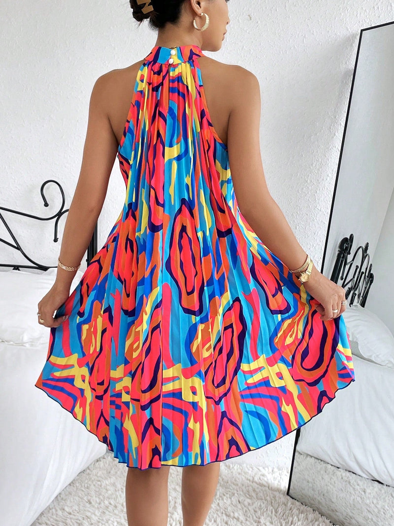 SXY Vestido con estampado de cuello halter