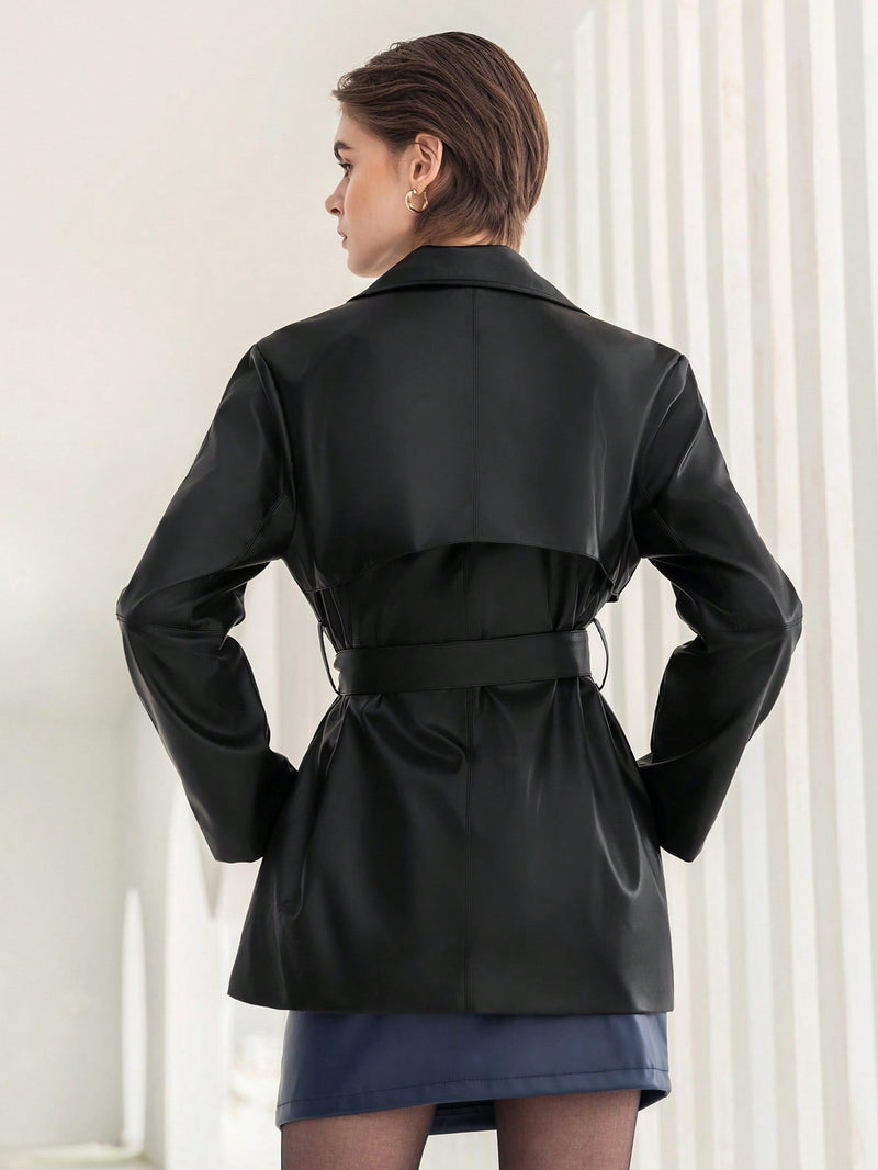 BIZwear Gabardina de cuello con solapa con cinturon