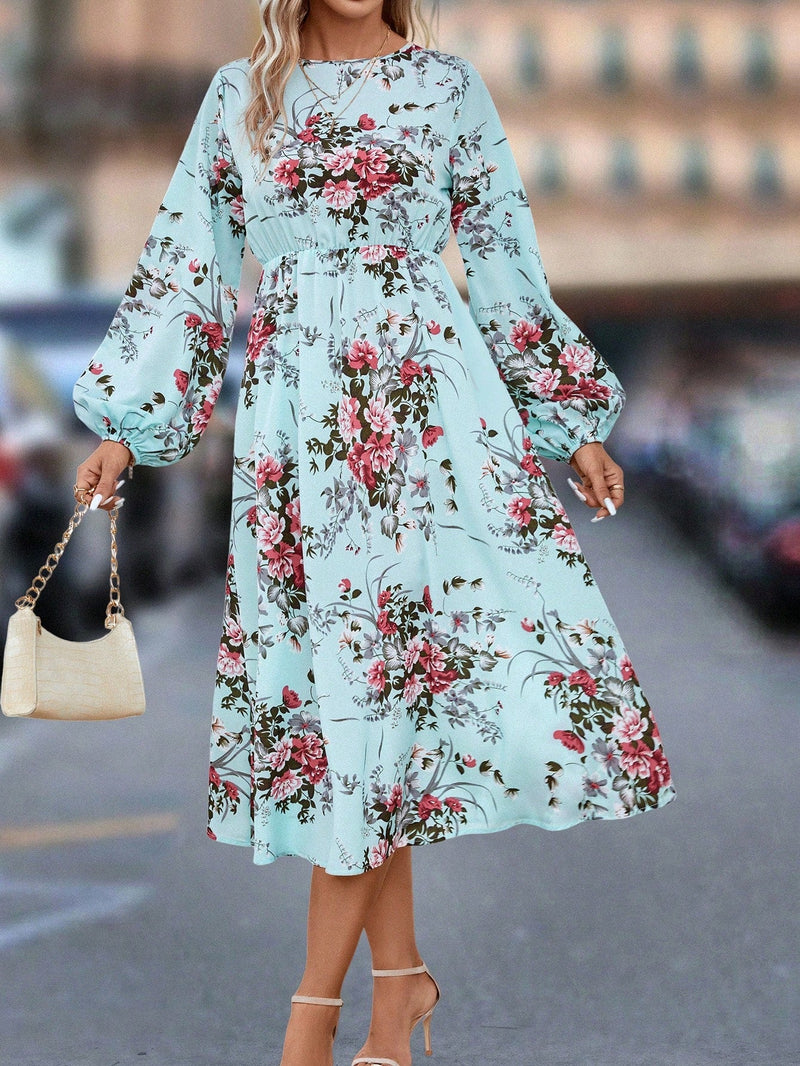 Clasi Vestido con estampado floral de manga farol