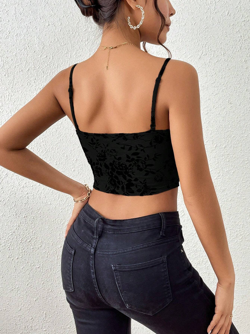 Top de tirantes crop con estampado floral