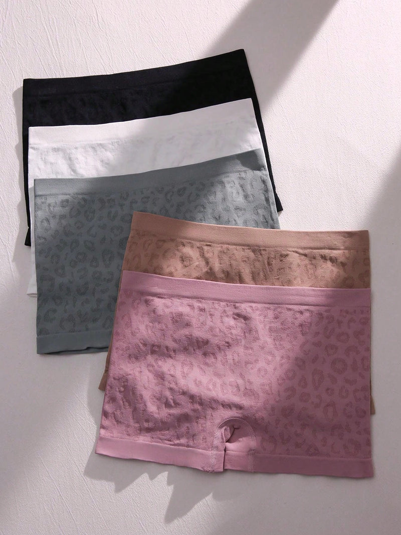 5 piezas Boyshorts de leopardo jacquard