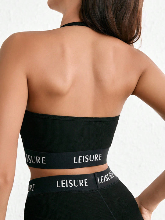 Leisure Sujetador con estampado de letra halter