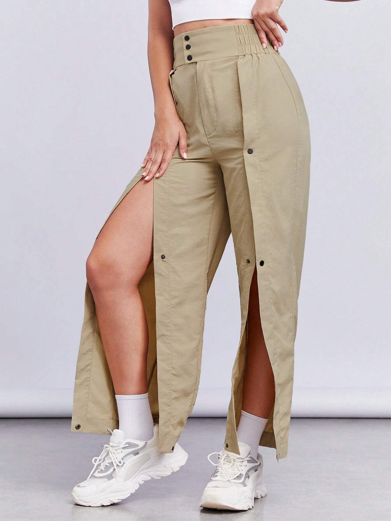 Neu Pantalones con boton delantero con diseno de fruncido