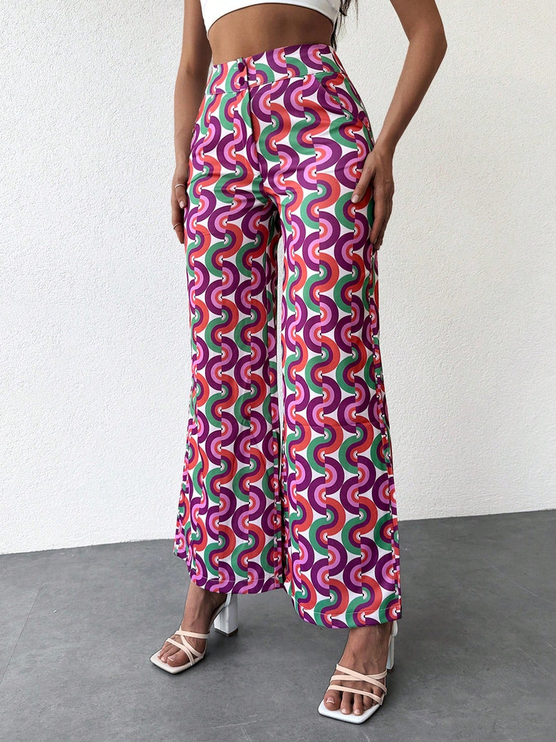 Pantalones de pierna ancha con estampado