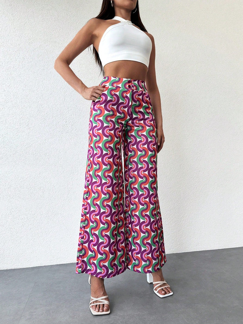 Pantalones de pierna ancha con estampado