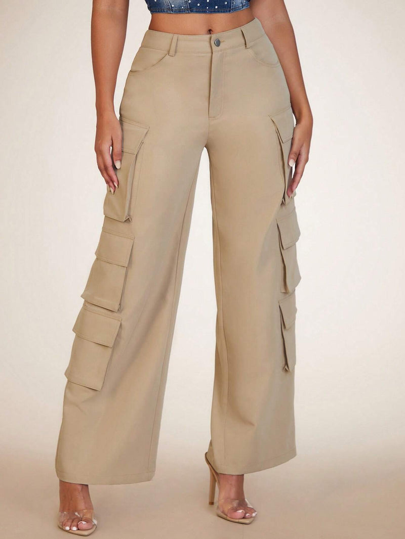 BAE Pantalones cargo con bolsillo lateral con solapa