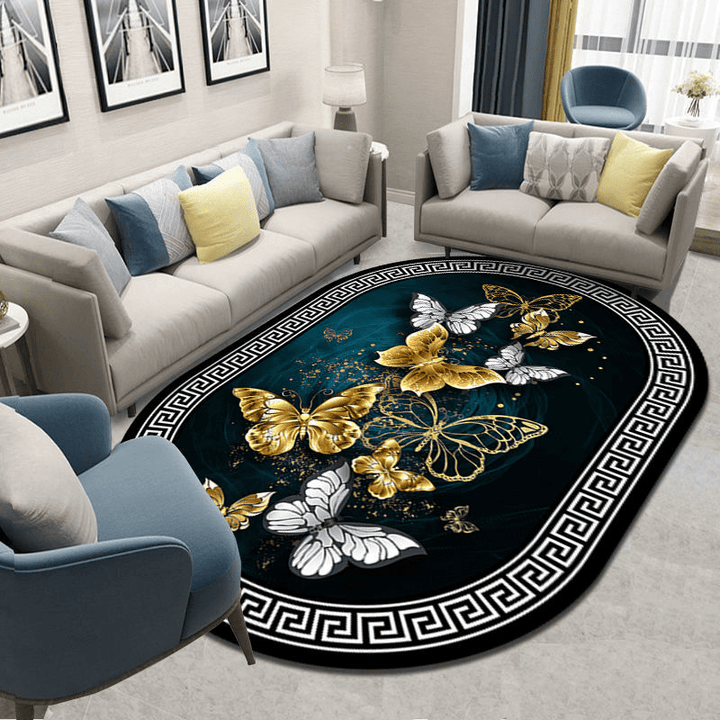 1pc Alfombra de estilo chino antideslizante y lavable, decoración de salón de lujo ligero Alfombra grande de área, poliéster 100.00% Hecha a máquina con respaldo de vinilo Pila baja Uso interior