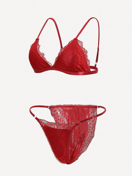 Conjunto de lenceria con encaje floral
