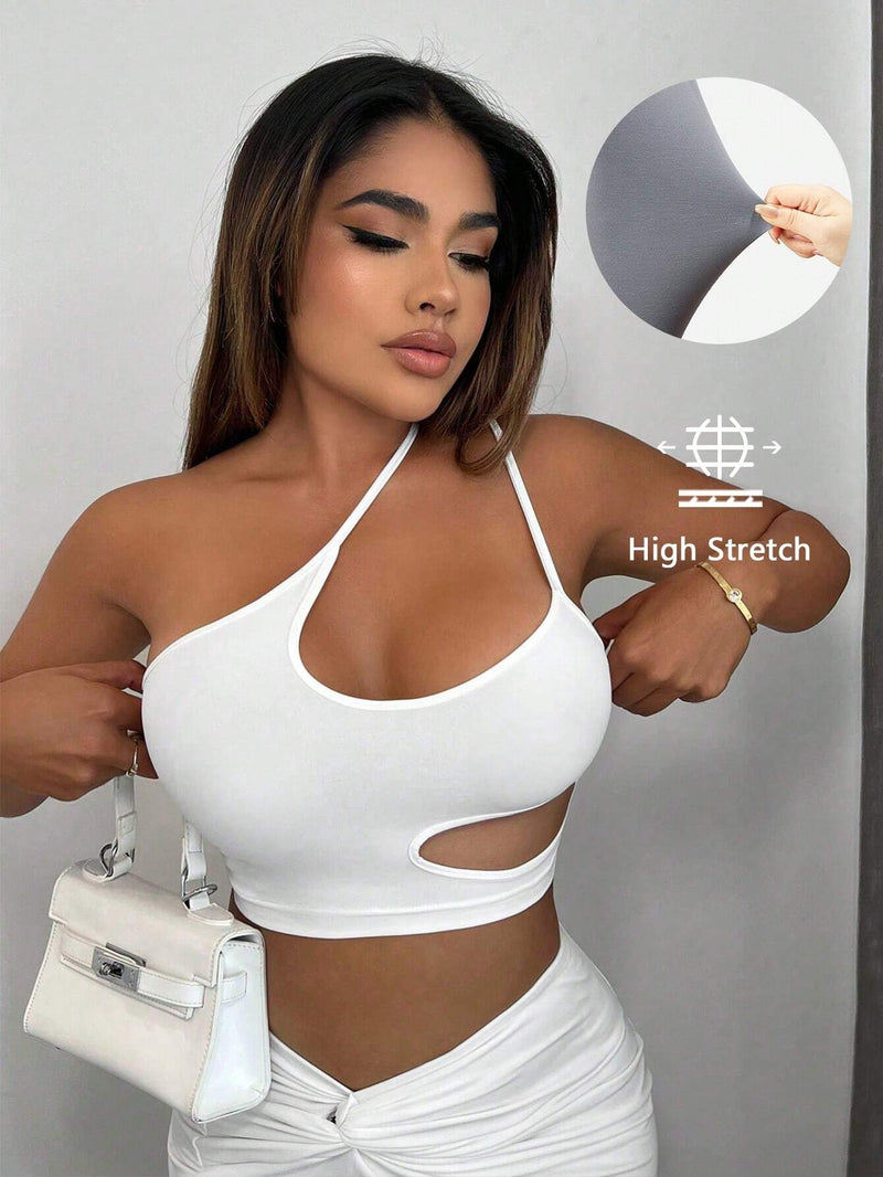 SXY Mujeres Vestido Superior Blanco Top Blanco Atuendo Blanco Crop Top Top Asimetrico Tubo Superior