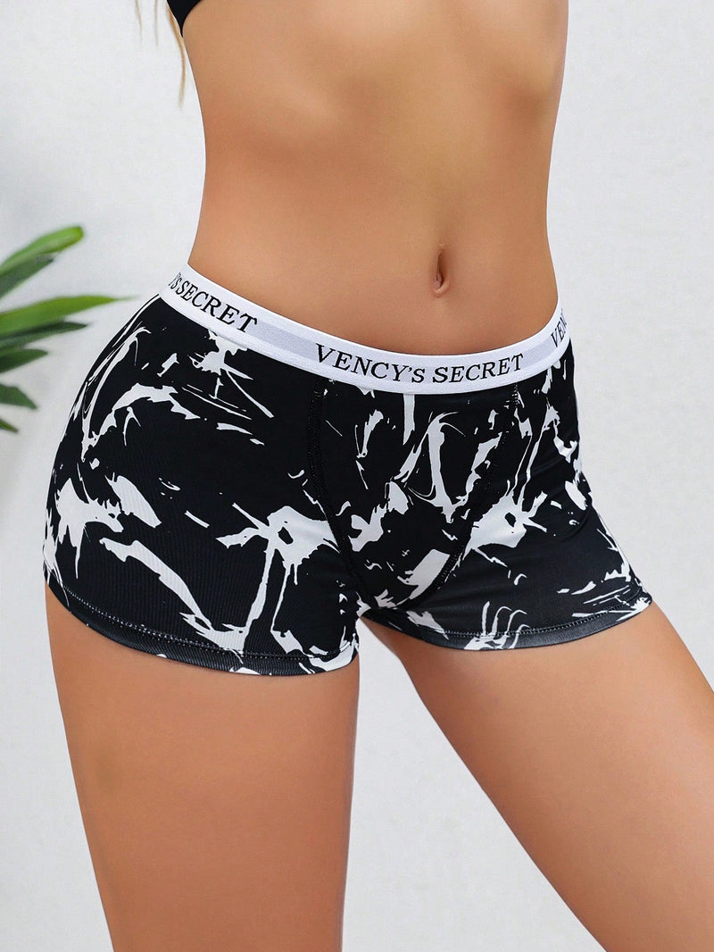 Boyshorts de cintura con cinta con letra