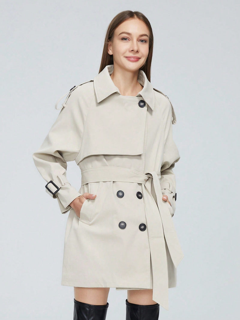 ZIAI Chaqueta trench con botones con cinturon